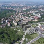 PROSEK POINT J&T / letecký pohled s vizualizací